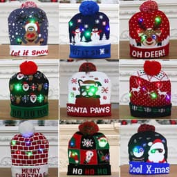 image-LED Christmas Knitted Hat Luminous Snowman Warm Winter Cap