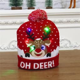 image-LED Christmas Knitted Hat Luminous Snowman Warm Winter Cap