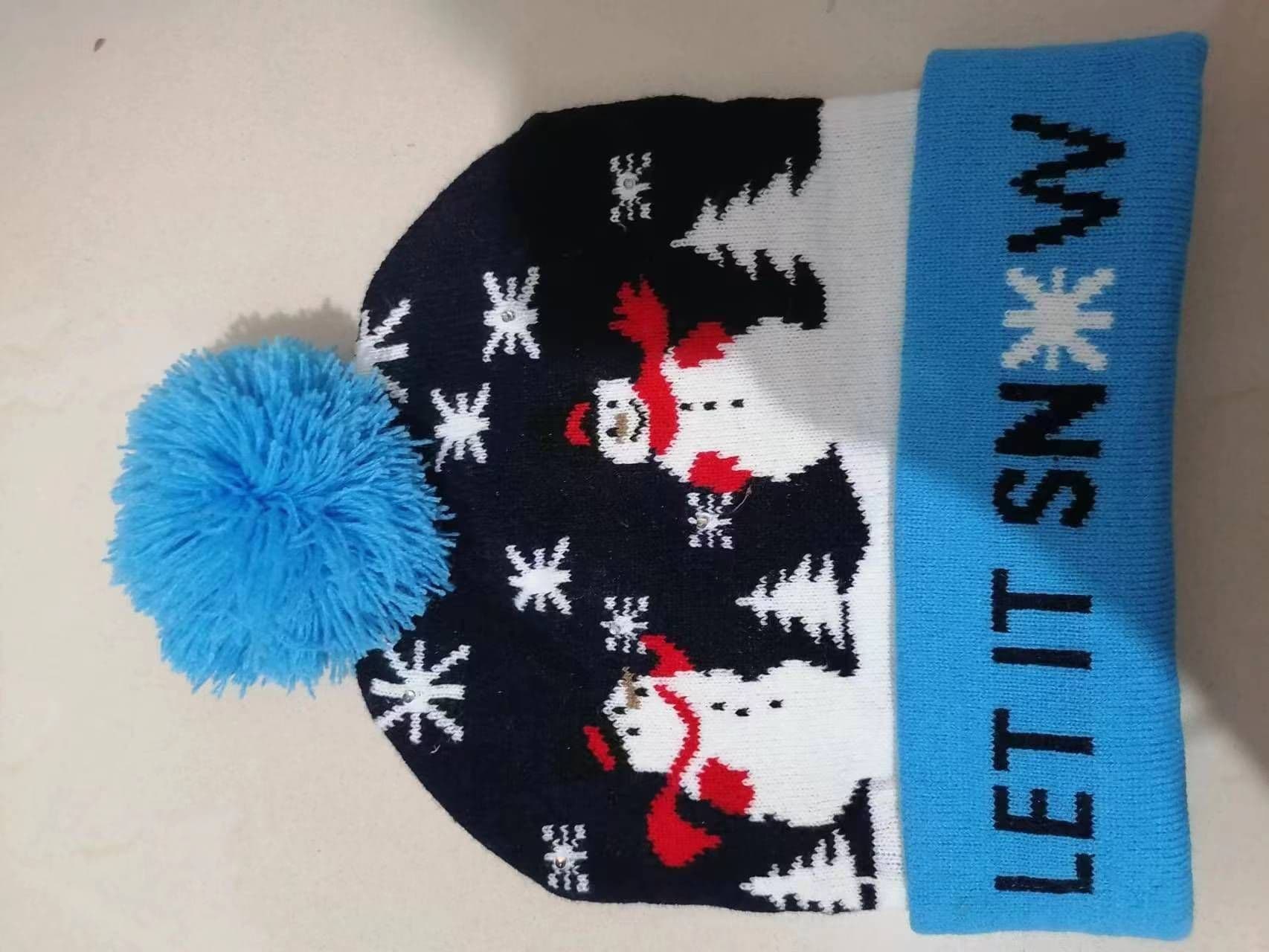 image-LED Christmas Knitted Hat Luminous Snowman Warm Winter Cap