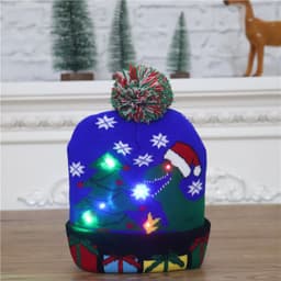 image-LED Christmas Knitted Hat Luminous Snowman Warm Winter Cap
