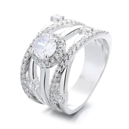 image-Cross-Mirror Zircon Ring Women's Fashion Micro-Inlaid Band