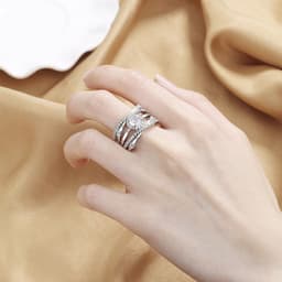 image-Cross-Mirror Zircon Ring Women's Fashion Micro-Inlaid Band