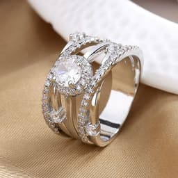 image-Cross-Mirror Zircon Ring Women's Fashion Micro-Inlaid Band