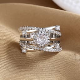 image-Cross-Mirror Zircon Ring Women's Fashion Micro-Inlaid Band