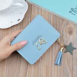 image-Women's Short Wallet Mini Coin Purse with Zipper Tassel