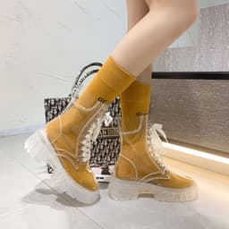 image-Women's Transparent PVC Rain Boots Mid-Calf Jelly Waterproof Shoes