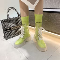 image-Women's Transparent PVC Rain Boots Mid-Calf Jelly Waterproof Shoes