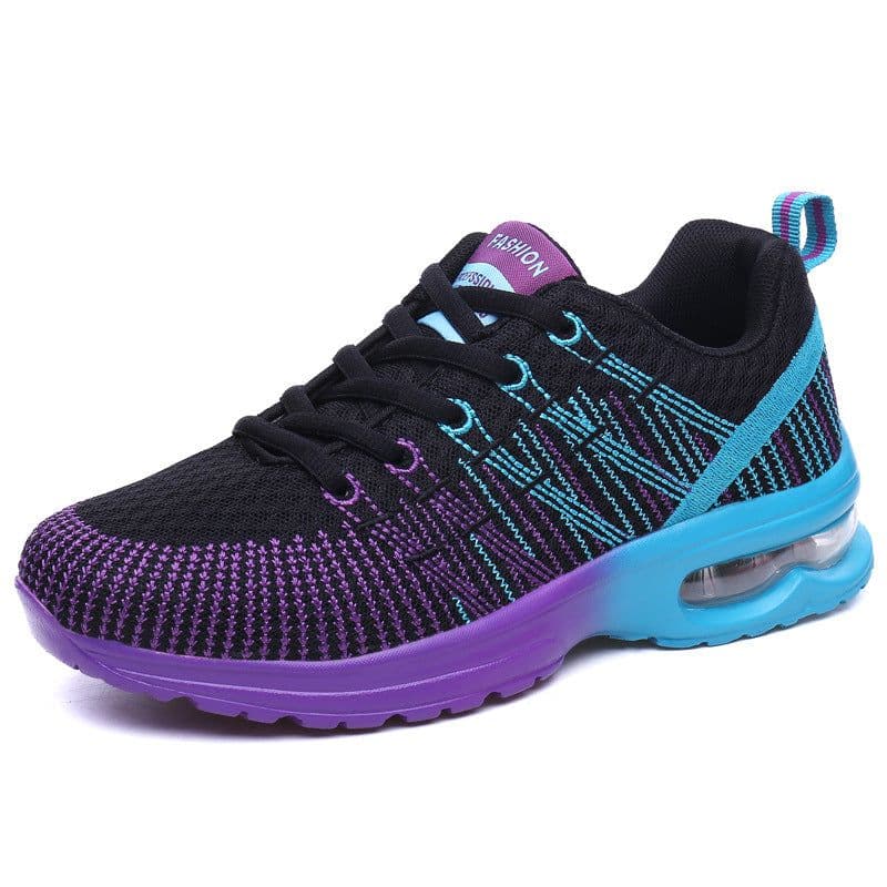image-Women's Mesh Casual Shoes Low Heel Round Toe Color Match