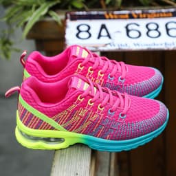 image-Women's Mesh Casual Shoes Low Heel Round Toe Color Match