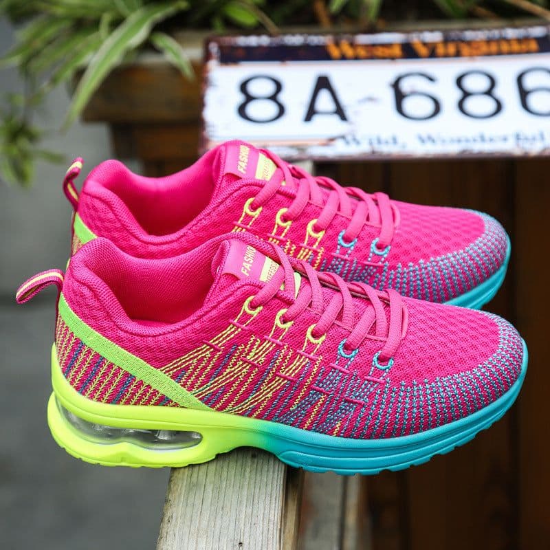 image-Women's Mesh Casual Shoes Low Heel Round Toe Color Match