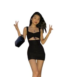 image-ZSIIBO Women's V-Neck Sleeveless Bodycon Dress Black