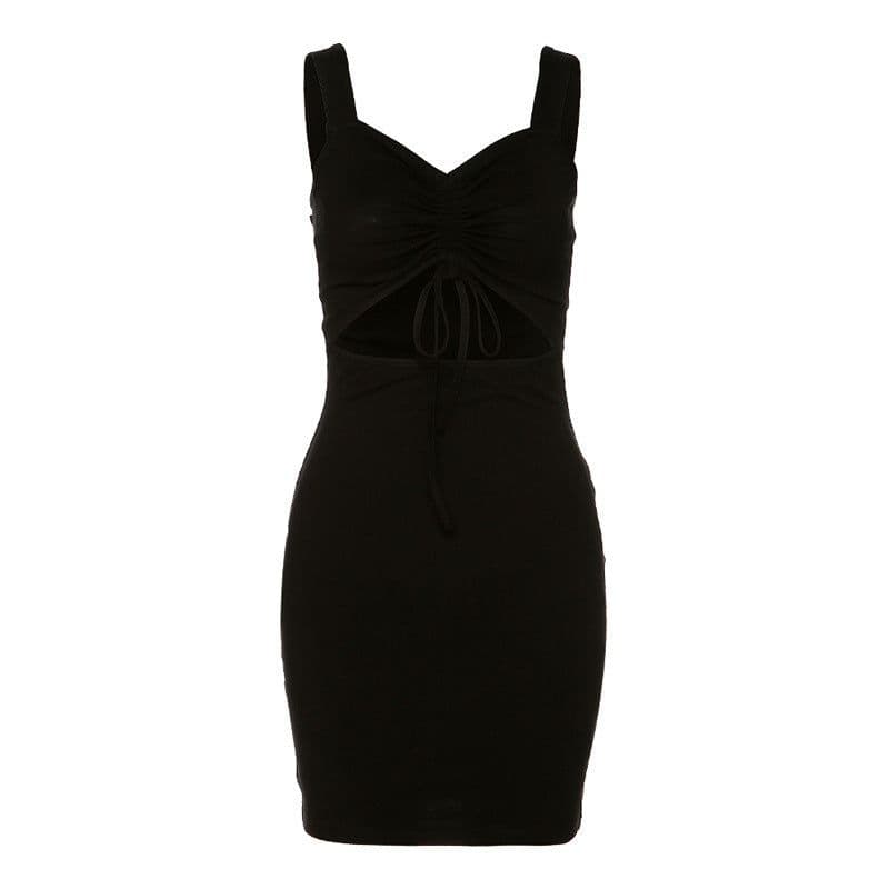 image-ZSIIBO Women's V-Neck Sleeveless Bodycon Dress Black