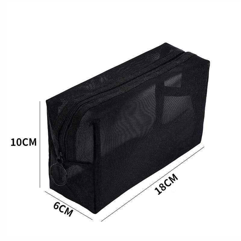 image-Nylon Mesh Cosmetic Bag Set 3-Piece Travel Makeup Storage