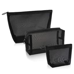 image-Nylon Mesh Cosmetic Bag Set 3-Piece Travel Makeup Storage