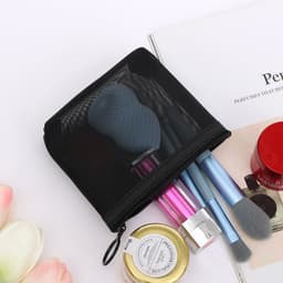 image-Nylon Mesh Cosmetic Bag Set 3-Piece Travel Makeup Storage