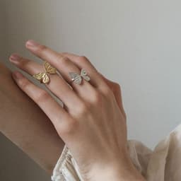 image-Fashion Butterfly Ring Adjustable Index Finger Statement Ring