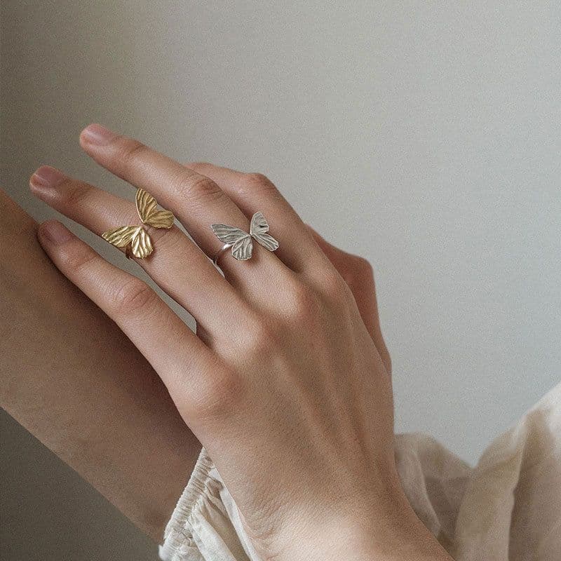 image-Fashion Butterfly Ring Adjustable Index Finger Statement Ring