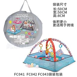 image-Baby Play Mat with Fitness Rack and Toy Fence 0-12 Months