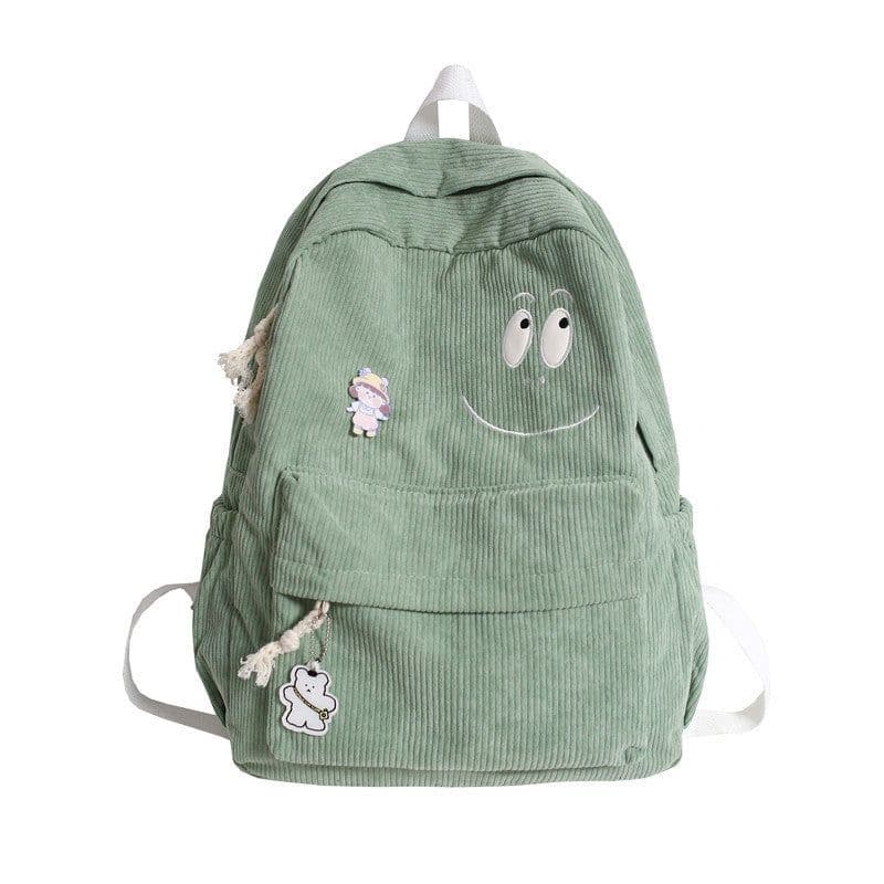 image-Corduroy Backpack Female Student Korean Style School Bag