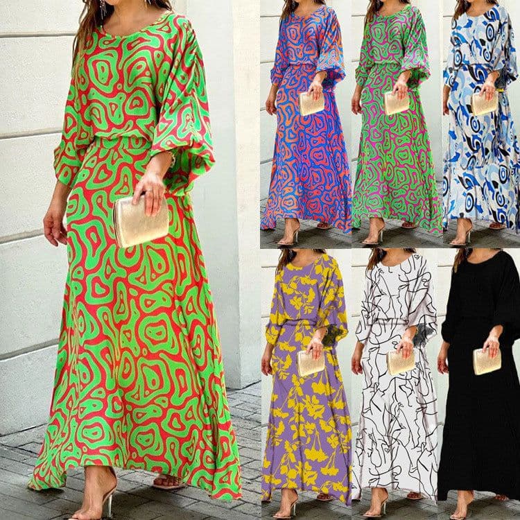 image-Women's 3D Print Casual Suit 3/4 Sleeve Top Trumpet Sleeve OS033