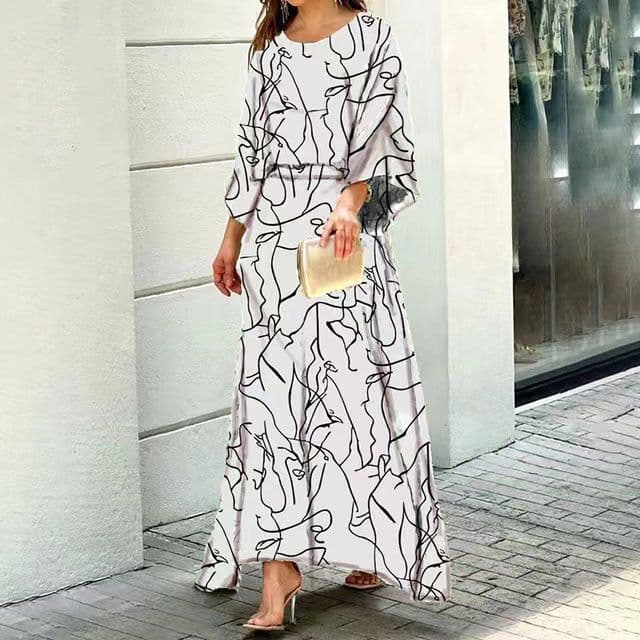 image-Women's 3D Print Casual Suit 3/4 Sleeve Top Trumpet Sleeve OS033