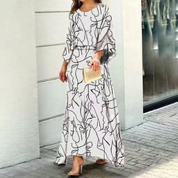 image-Women's 3D Print Casual Suit 3/4 Sleeve Top Trumpet Sleeve OS033