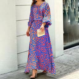 image-Women's 3D Print Casual Suit 3/4 Sleeve Top Trumpet Sleeve OS033