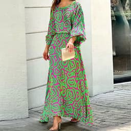 image-Women's 3D Print Casual Suit 3/4 Sleeve Top Trumpet Sleeve OS033