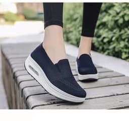 image-Women's Slip-On Wedge Sneakers Mesh Casual Walking Shoes