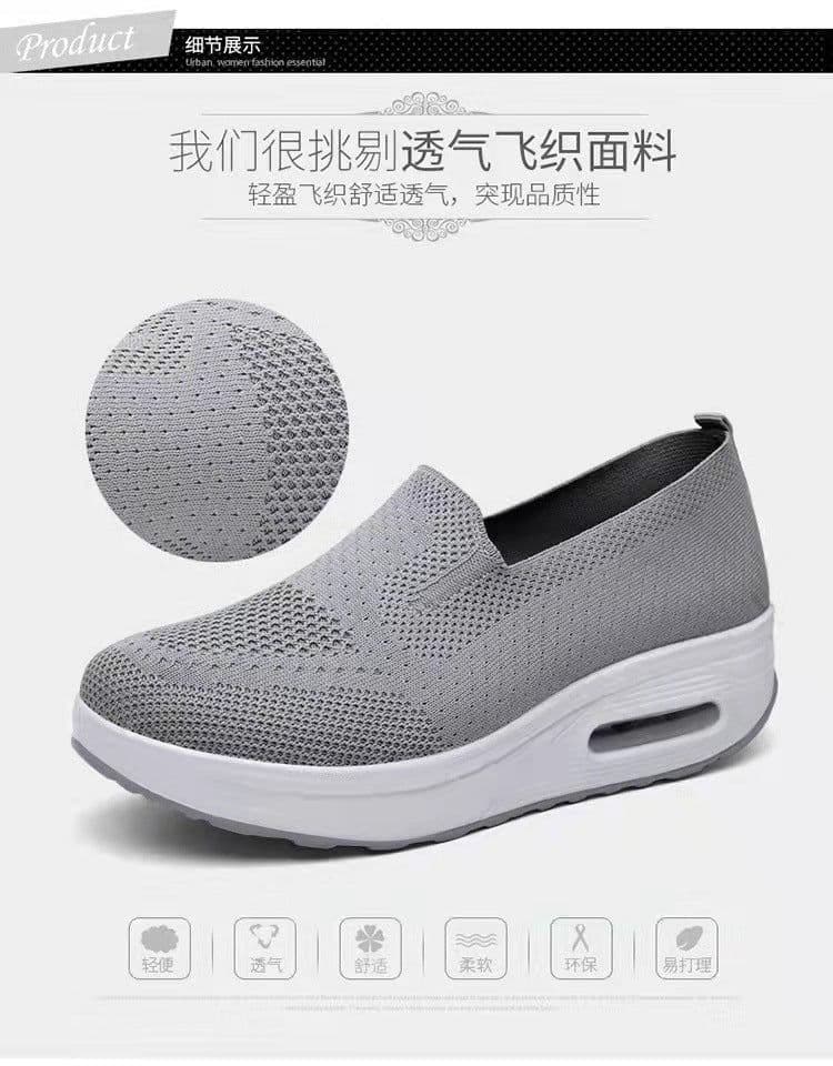 image-Women's Slip-On Wedge Sneakers Mesh Casual Walking Shoes