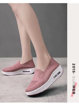 image-Women's Slip-On Wedge Sneakers Mesh Casual Walking Shoes