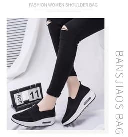 image-Women's Slip-On Wedge Sneakers Mesh Casual Walking Shoes