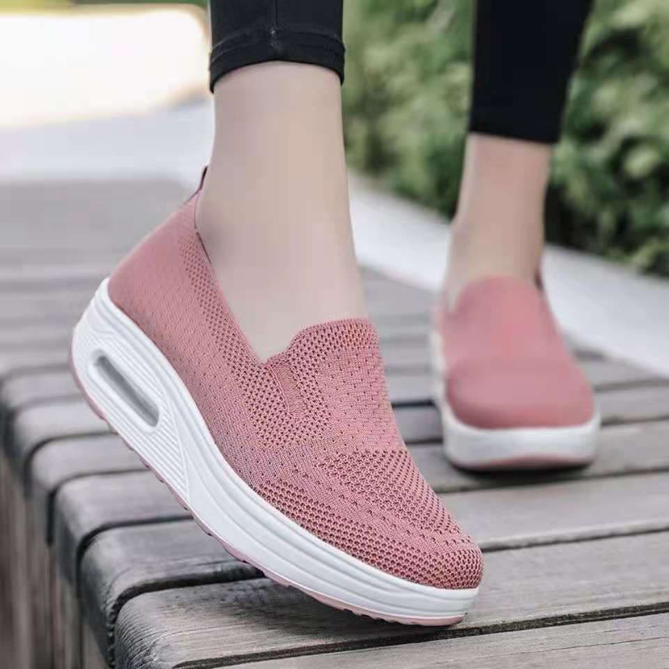 image-Women's Slip-On Wedge Sneakers Mesh Casual Walking Shoes