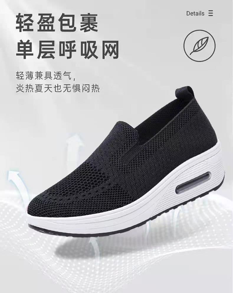 image-Women's Slip-On Wedge Sneakers Mesh Casual Walking Shoes
