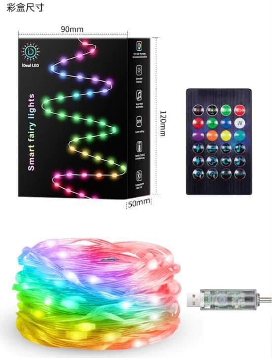 image-joywon LED String Lights USB 10M 100 Lights APP Remote Control IP65