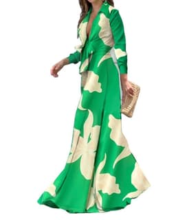 image-Women's Red Abstract Print Sleeveless Jumpsuit Casual Wide-Leg