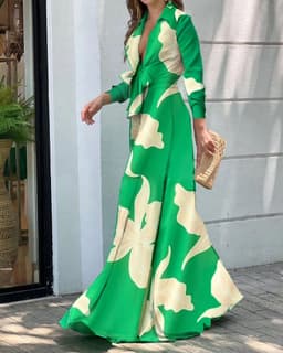 image-Women's Red Abstract Print Sleeveless Jumpsuit Casual Wide-Leg