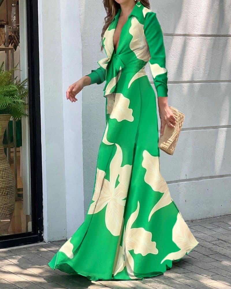 image-Women's Red Abstract Print Sleeveless Jumpsuit Casual Wide-Leg