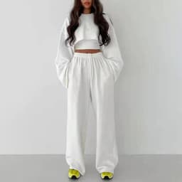 image-Women's 3-Piece Casual Sweater Set Hoodie Wide-Leg Pants Outfit