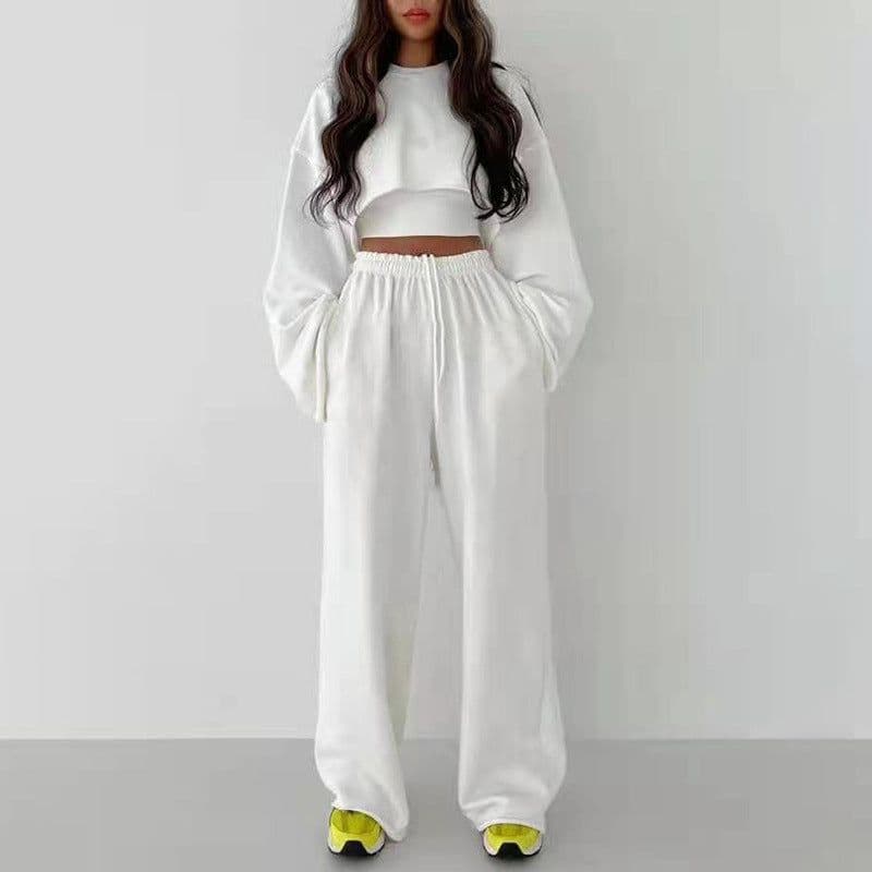 image-Women's 3-Piece Casual Sweater Set Hoodie Wide-Leg Pants Outfit