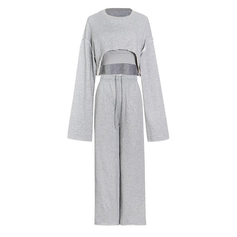 image-Women's 3-Piece Casual Sweater Set Hoodie Wide-Leg Pants Outfit