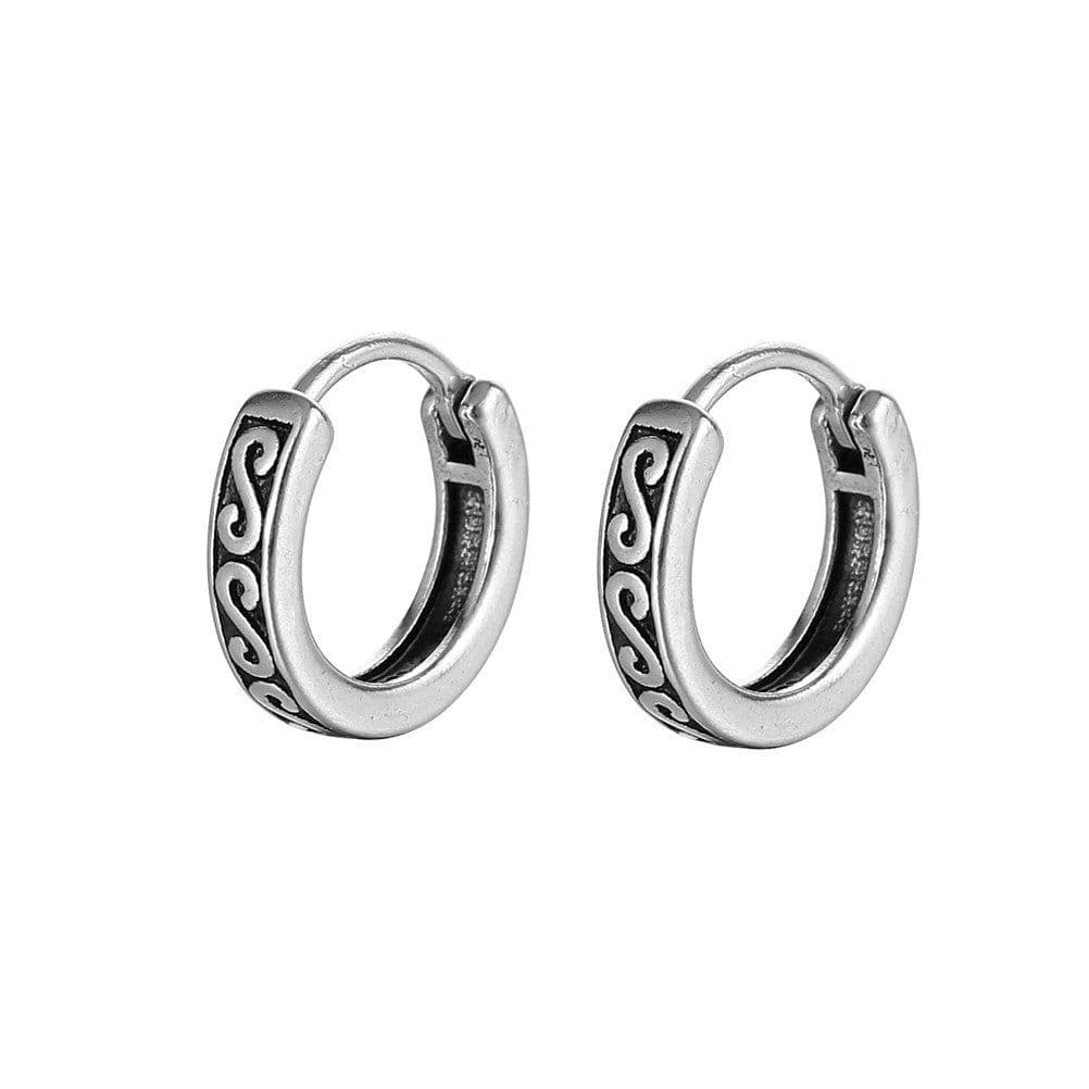 image-Titanium Steel Letter S Earrings for Men