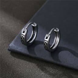 image-Titanium Steel Letter S Earrings for Men