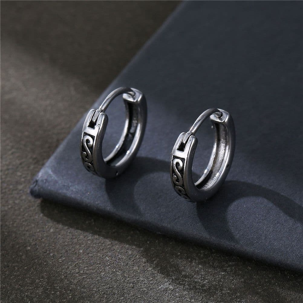 image-Titanium Steel Letter S Earrings for Men