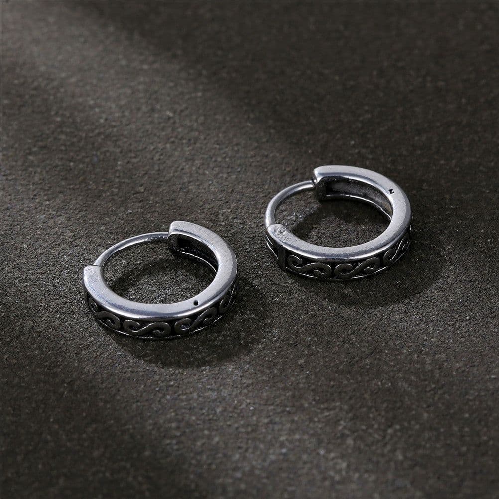 image-Titanium Steel Letter S Earrings for Men