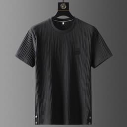 image-Men's Ice Silk Casual Sports Suit Short Sleeve Pants Two-Piece