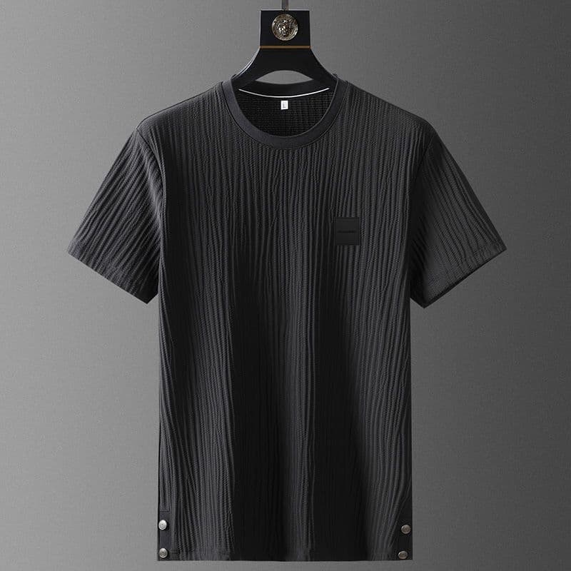 image-Men's Ice Silk Casual Sports Suit Short Sleeve Pants Two-Piece