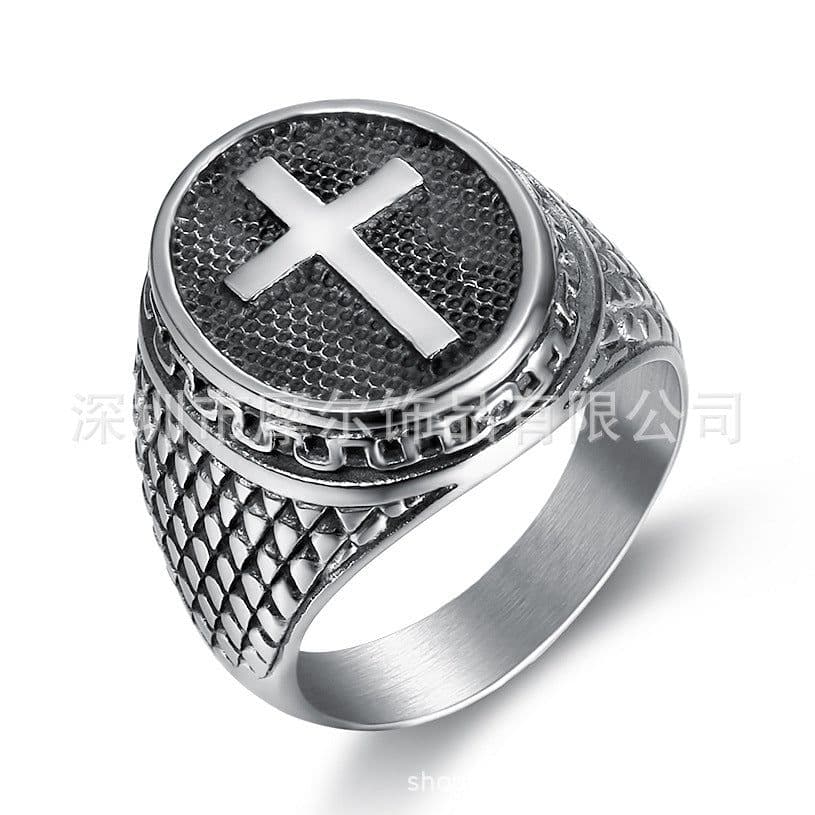 image-Titanium Steel Cross Ring Vintage Unisex BK-315