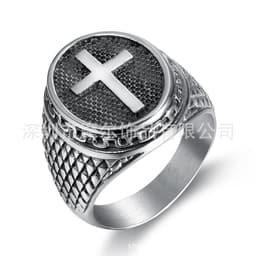 image-Titanium Steel Cross Ring Vintage Unisex BK-315