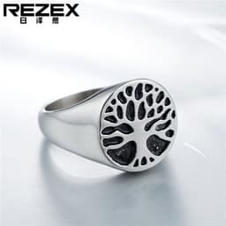 image-R0256-NK02 Vintage Stainless Steel Tree of Life Ring
